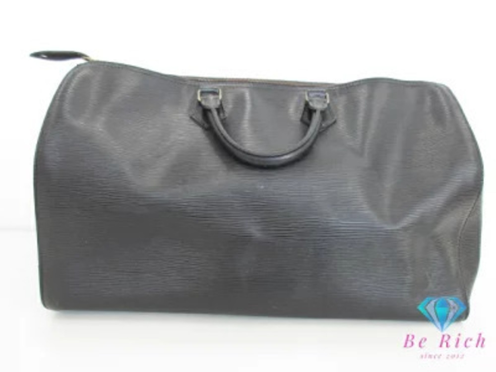 Louis Vuitton Epi Speedy Handbag Noir Black Leather Boston Bag Travel